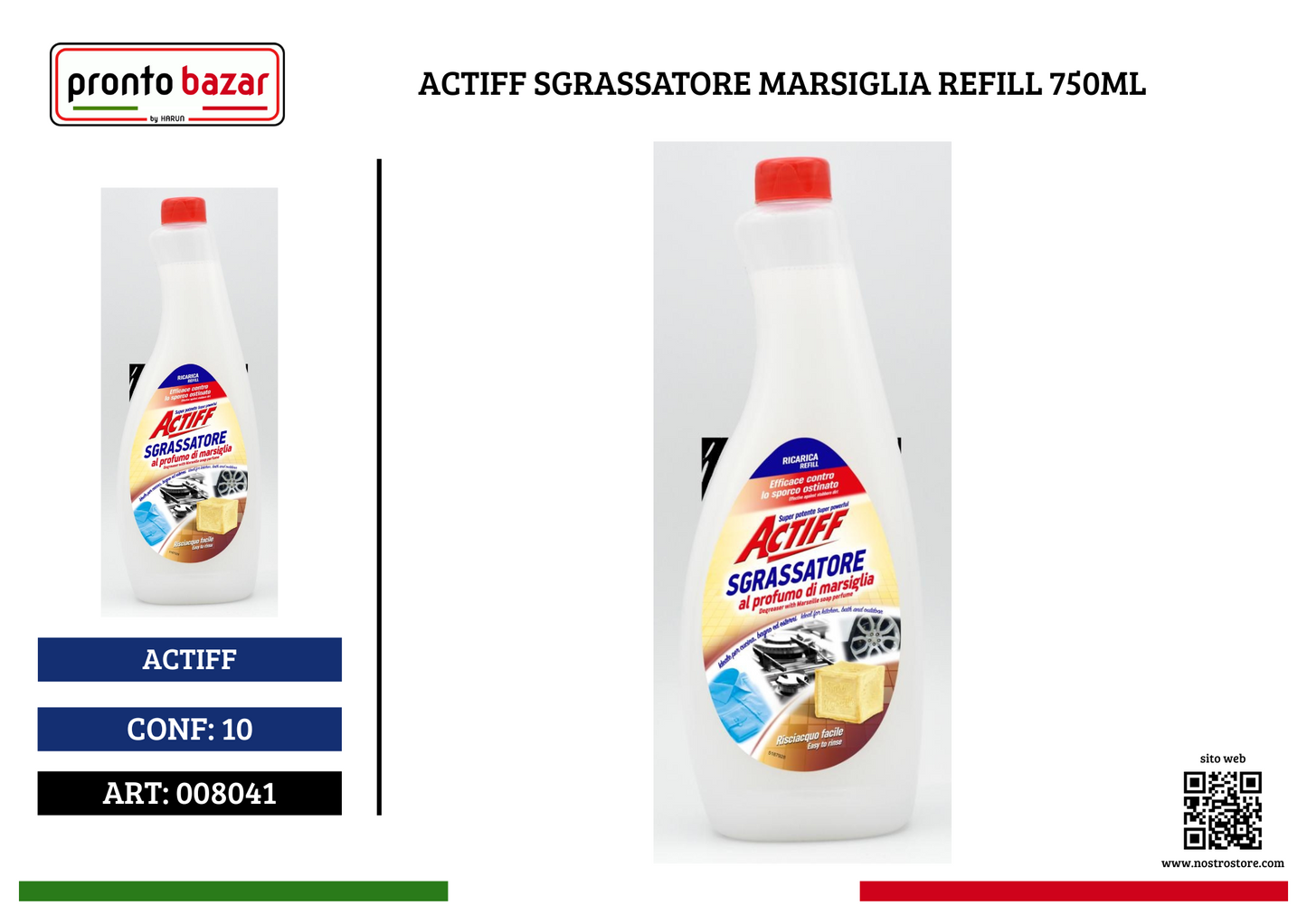 ACTIFF SGRASSATORE MARSIGLIA REFILL 750ML