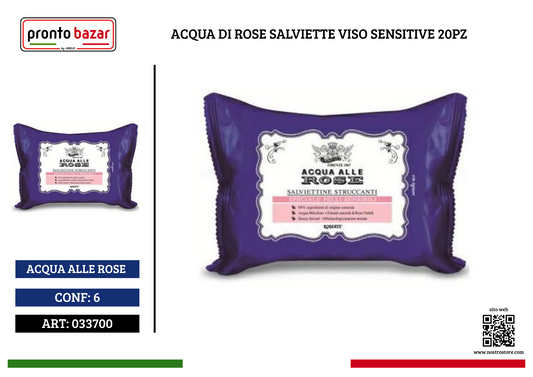 ACQUA DI ROSE SALVIETTE VISO SENSITIVE 20PZ