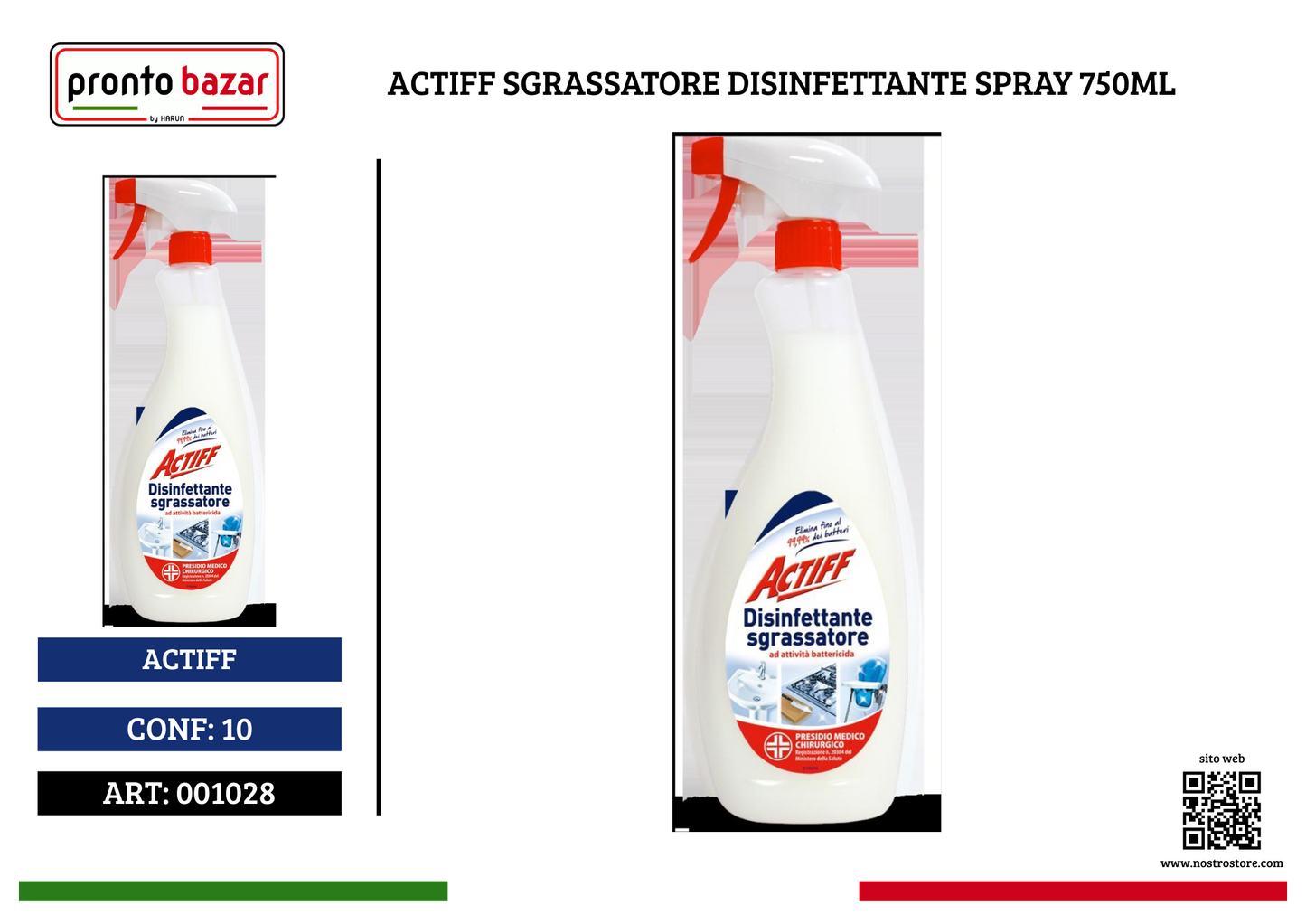 ACTIFF SGRASSATORE DISINFETTANTE SPRAY 750ML