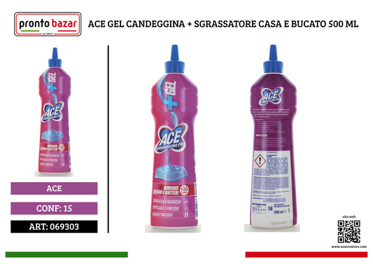 ACE GEL CANDEGGINA + SGRASSATORE CASA E BUCATO 500 ML